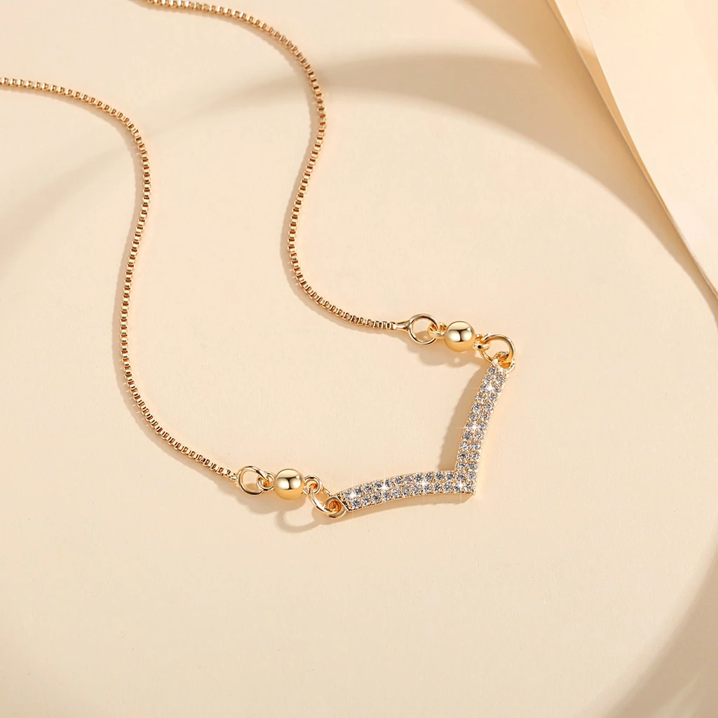VeraLuxe V-Shaped Crystal Necklace